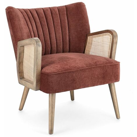 Poltrona "Virna" per interno, Struttura In Legno Di Pino E Compensato 64 x 71 x 79h cm -Mattone