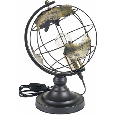 Mappamondo portalampada con piedistallo in metallo decorazione moderna h 35 cm (1/4)