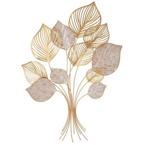 Pannello decorativo foglie in ferro color oro per decorazioni ambienti (1/5)
