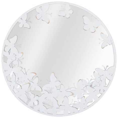 Specchio da parete farfalle in ferro color bianco per bagni e camere da letto (1/5)