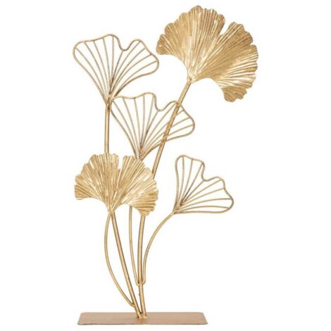 Scultura foglie decorative in ferro color oro con base per decorazioni ambienti -Foglie piene e vuote (1/5)