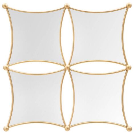 Composizione specchi da parete cornice in ferro color oro per salotti e camere da letto -68 x 68 cm (1/5)