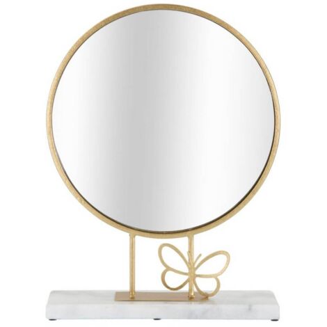 Specchio con appoggio in marmo cornice color oro per bagni e camere da letto -Farfalla (1/5)