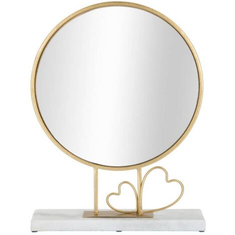 Specchio con appoggio in marmo cornice color oro per bagni e camere da letto -Cuore (1/5)