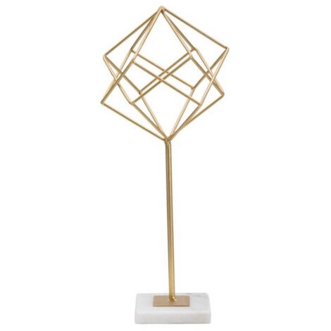 Cubo decorativo in ferro color oro con base per decorazioni ambienti -42 cm (1/5)