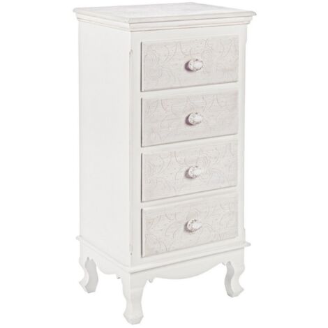 Cassettiera Legno Bianco Shabby da Interno - CLARA (1/5)