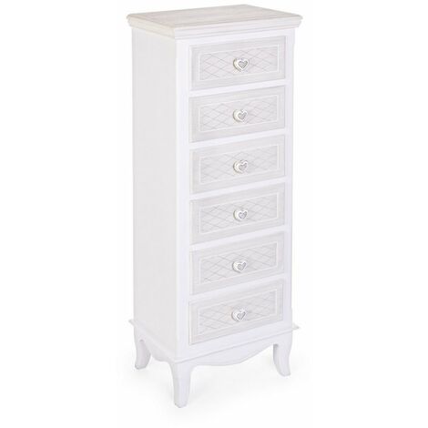 Yes Everyday Cassettiera Classica In Legno Bianco 6 Cassetti Charlene