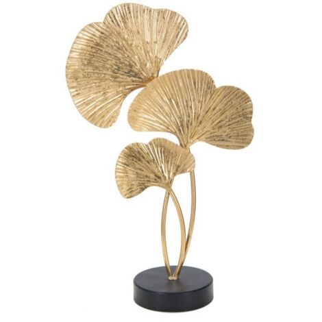 Scultura foglie decorative in ferro color oro con base per decorazioni ambienti -Foglie piene (1/5)