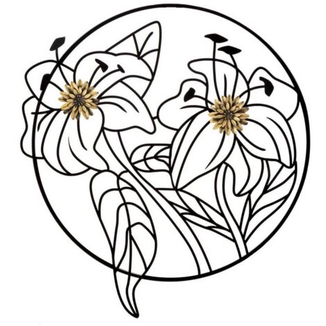 Pannello decorativo fiori forma circolare in ferro per decorazioni ambienti (1/5)