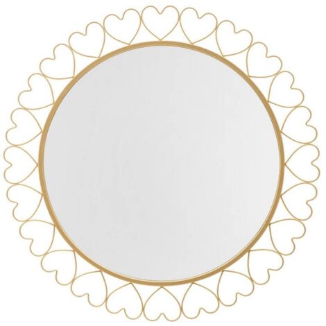 Specchio da parete cuori in ferro color oro per bagni e camere da letto (1/5)