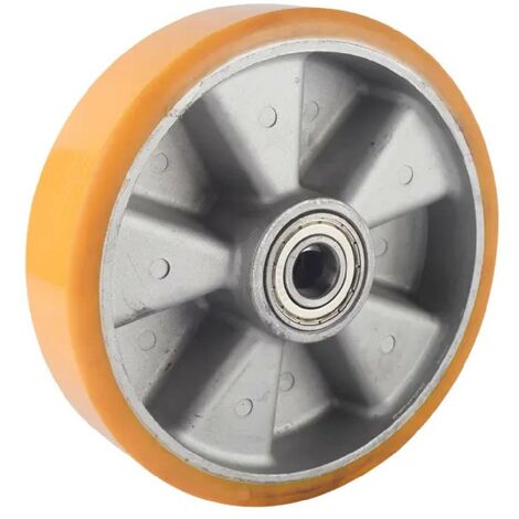 Ruota per transpallet di ricambio con rivestimento in poliuretano avolan e supporto in alluminio 200 x 50 mm -Foro 20 mm