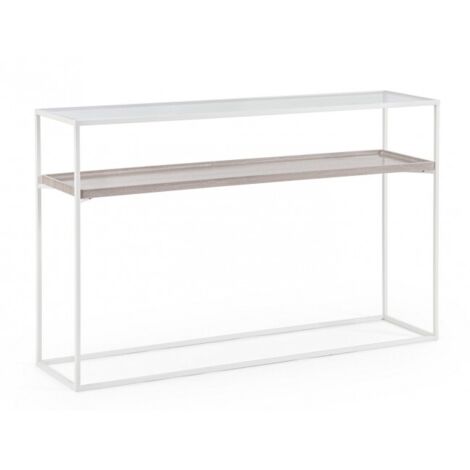 Consolle "Laurel" con struttura in acciaio, piano in vetro, da 120 x 30 x 75h cm (1/5)