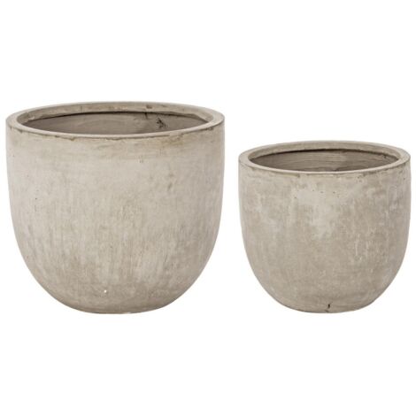 Set di 2 Vasi Cement in fibra di vetro e argilla colorata, stile moderno -Basso