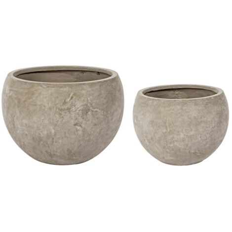 Set di 2 Vasi Cement in fibra di vetro e argilla colorata, stile moderno -Sfera