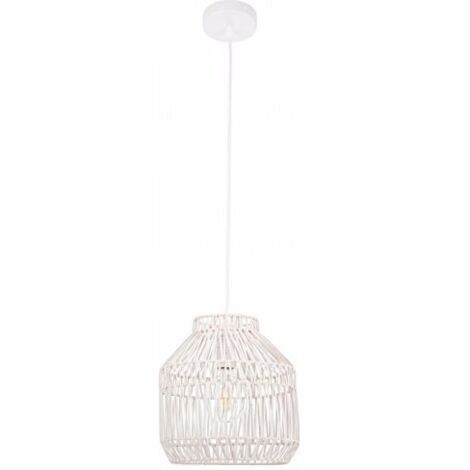 Lampadario "Altek" bianco in metallo e vimine d 28.5 cm (1/4)