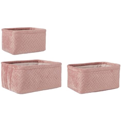 Set 3 Pezzi "Averill" porta oggetti rettangolari in poliestere -Rosa