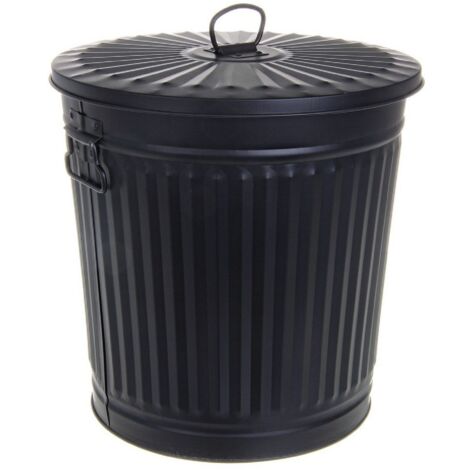 Bidone "London met nero opaco" in zinco galvanizzato -7L