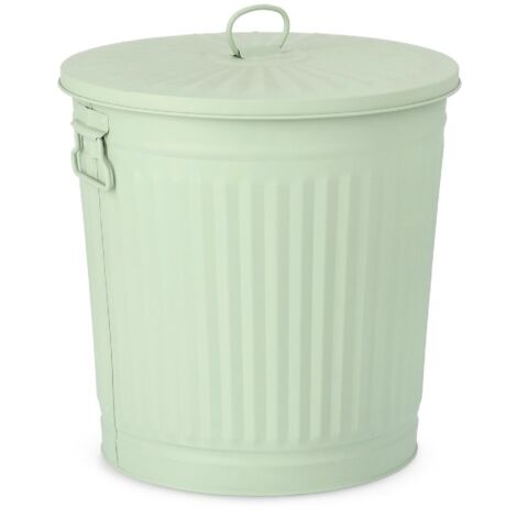 Bidone "London met verde salvia opaco" in zinco galvanizzato -7L