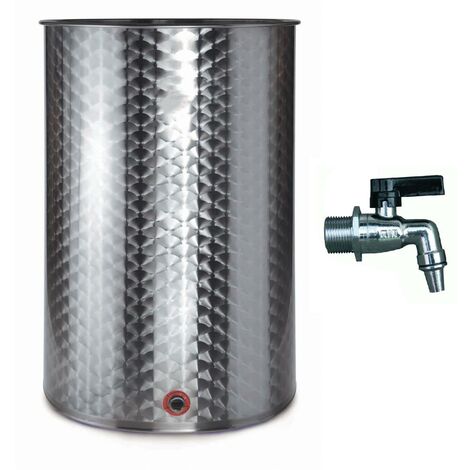 Botte in acciaio inox 18/10 per olio e vino "Made in Italy" -Bidone, Tappo, Rubinetto / 150 lt