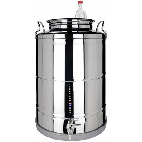 Fermentatore inox professionale per birra artigianale, Fondo Piano con tappo a vite -35 Lt (1/5)