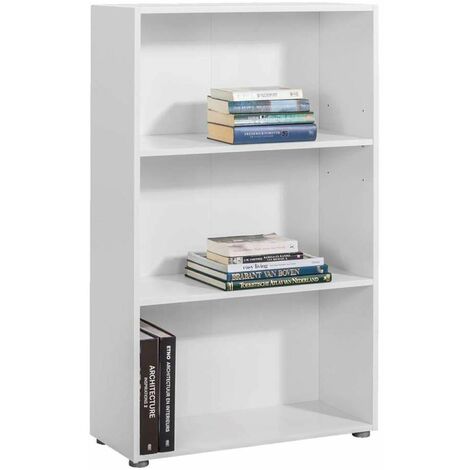 Libreria Bassa in legno da ufficio e cameretta arredamento interno h 119 cm "Made in Italy" -Bianco