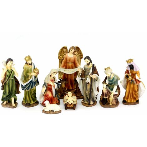 Natività completa con re magi presepe in poliresina 11 soggetti -15 cm