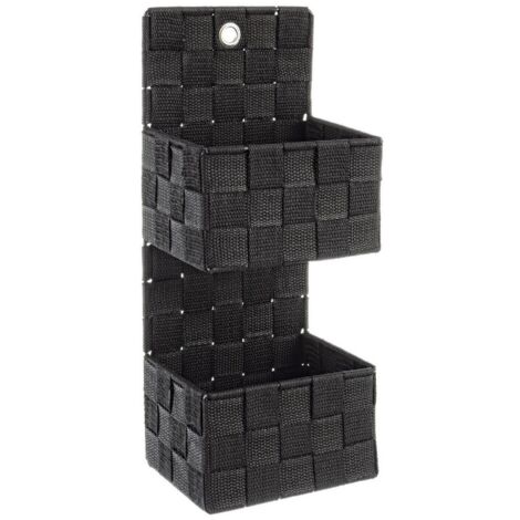 Porta oggetti parete 2 pezzi "Intreccio nylon" -Grigio (1/4)