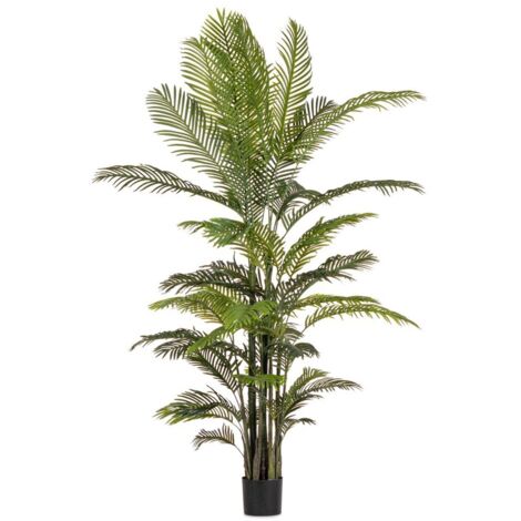 Pianta artificiale "Kenzia" con vaso nero, realistica, foglie in gomma -80 cm - 9 foglie