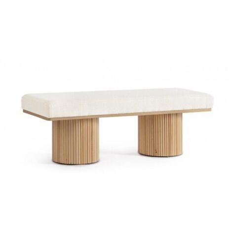 Panca 2 Posti Bouclé Bianco Moderna da Interno - RYAN (1/5)