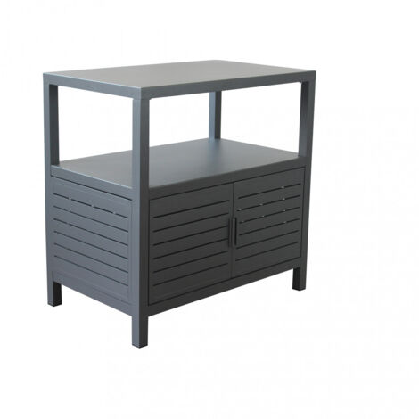 Modulo piano cucina da esterno "Trinidad" struttura in alluminio con 2 ante 2 ripiani 90 cm -Antracite
