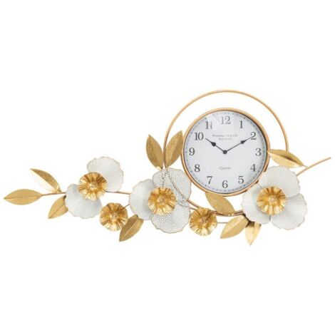 Orologio da parete con fiori e foglie decorative per salotto e cucina (1/5)