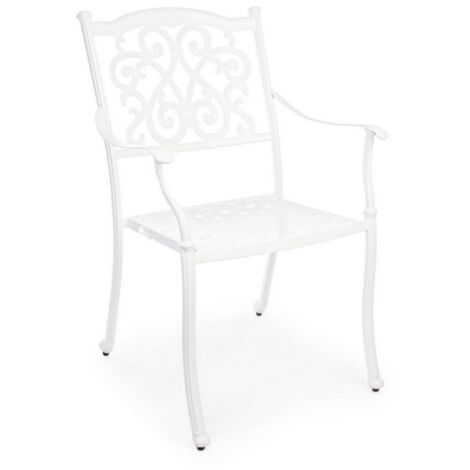 Poltrona con braccioli Ivrea, in alluminio pressofuso effetto lucido, da 65 cm -Bianco / Confezione da 4 pezzi
