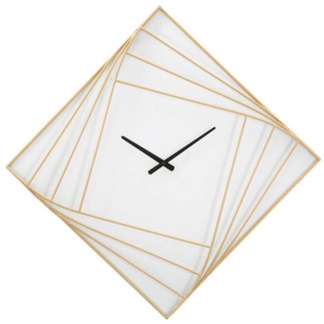 Orologio da parete a rombo in ferro color oro per salotto e cucina (1/5)