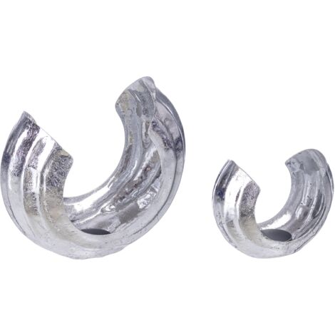 Set 2 porta tealight harsha argento realizzato in metallo -13.5 x 7 x h 11cm  20 x 9 x h 17.5cm (1/2)