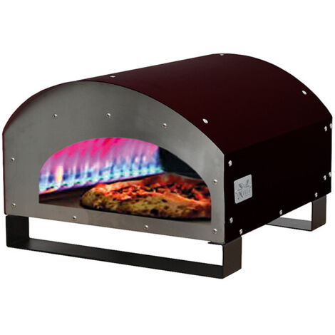 Forno a gas per pizze in acciaio inox da esterno con piedi pieghevoli "Made in Italy" -Nero