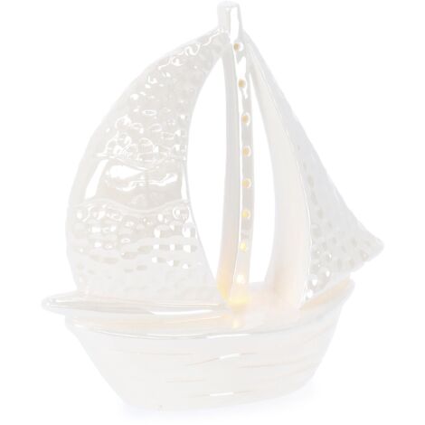 Decorazione capri realizzati in porcellana, con led, funzionanti anche con batteria 3xlr44 incluse -16.5 x 7.5 x h 16.5cm