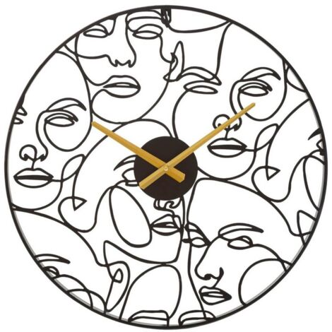Orologio da parete con volti in ferro colore nero per salotto e cucina (1/5)