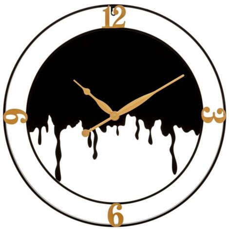 Orologio da parete splash in ferro color nero e oro per salotto e cucina (1/5)