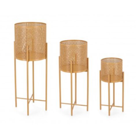 Set 3 PortaVaso Samir Tondo Alto Giallo per uso interno ed esterno.