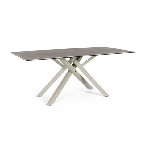 Tavolo "Sean" in ceramica e acciaio 180x90 -Tortora