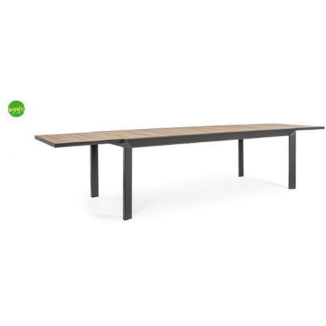 Tavolo allungabile "Belmar" in alluminio effetto legno per esterno -220-340 cm / Antracite