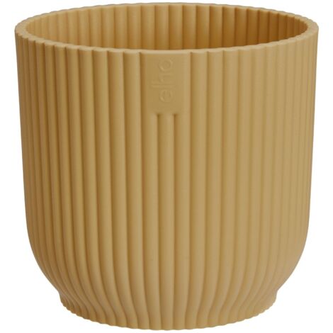 Vaso "Vibes Fold Round" in plastica riciclata, per esterno, stile moderno -Bianco / 7 cm