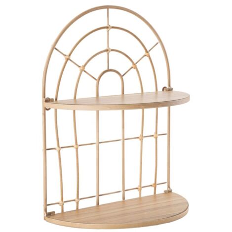 Mensola doppia da muro struttura in rattan e legno MDF per interni (1/5)