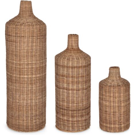 Set 3 Bottiglie decorative naturale in rattan naturale -Ø19 x h 40cm Ø22 x h 60cm Ø25 x h 80cm / Rattan (1/3)