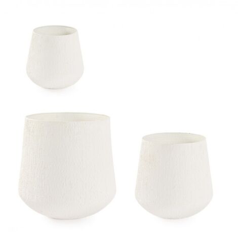 Set 3 Portavasi Kenar Tondo Beige metallo lavorato artigianalmente