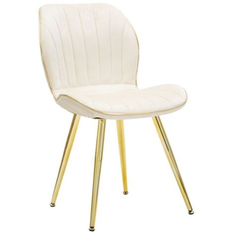 Kosmi - Set di 2 sedie Beiges stile scandinavo con seduta in tessuto imbottito e gambe in metallo nero