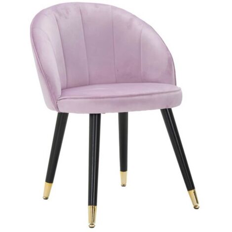 Sedia "Loty" in velluto color rosa e gambe in metallo color nero e oro per interni -Singola (1/5)