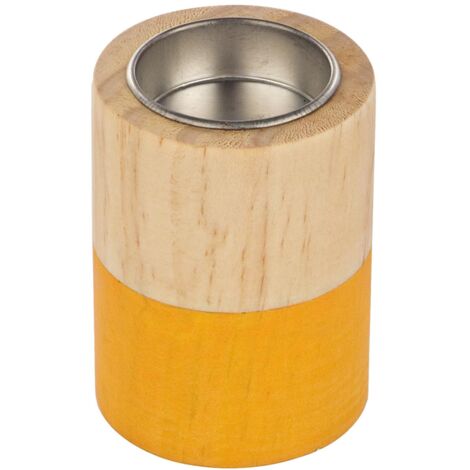 Porta candela block realizzato in legno in varie tonalità di colore -Ø6 x h 8cm (1/4)