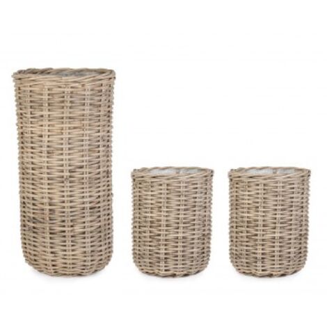 Set 3 Cesta Jefri ovale con rivestimento interno in nylon da esterno -Grigio (1/3)