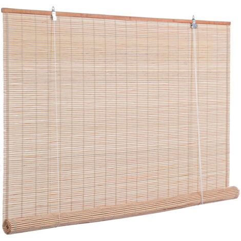 Tenda Nizza marrone in bamboo, barre in legno e filo di poliestere copertura 75% -150x260h